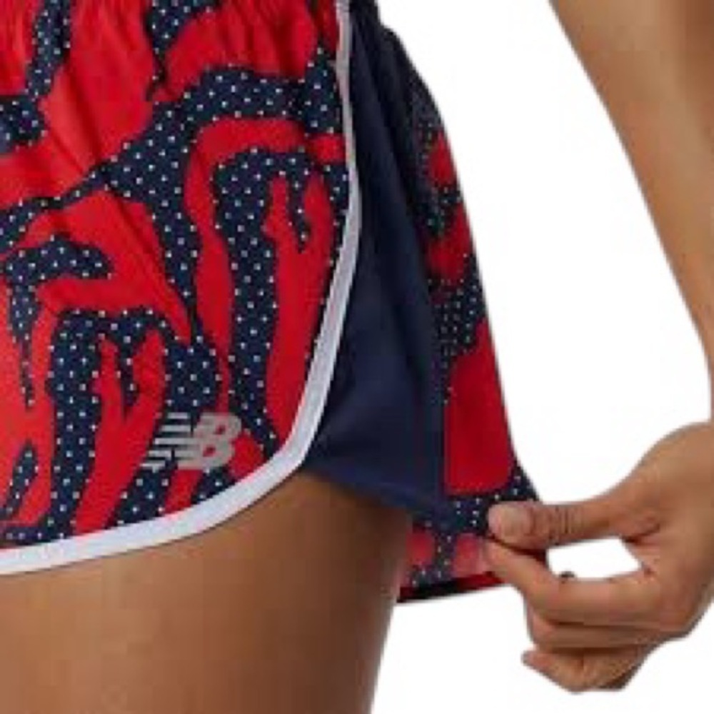 NWOT, New Balance, Accelerate 2.5” Printed Running Shorts, Size XL, Navy & Red - Picture 4 of 11